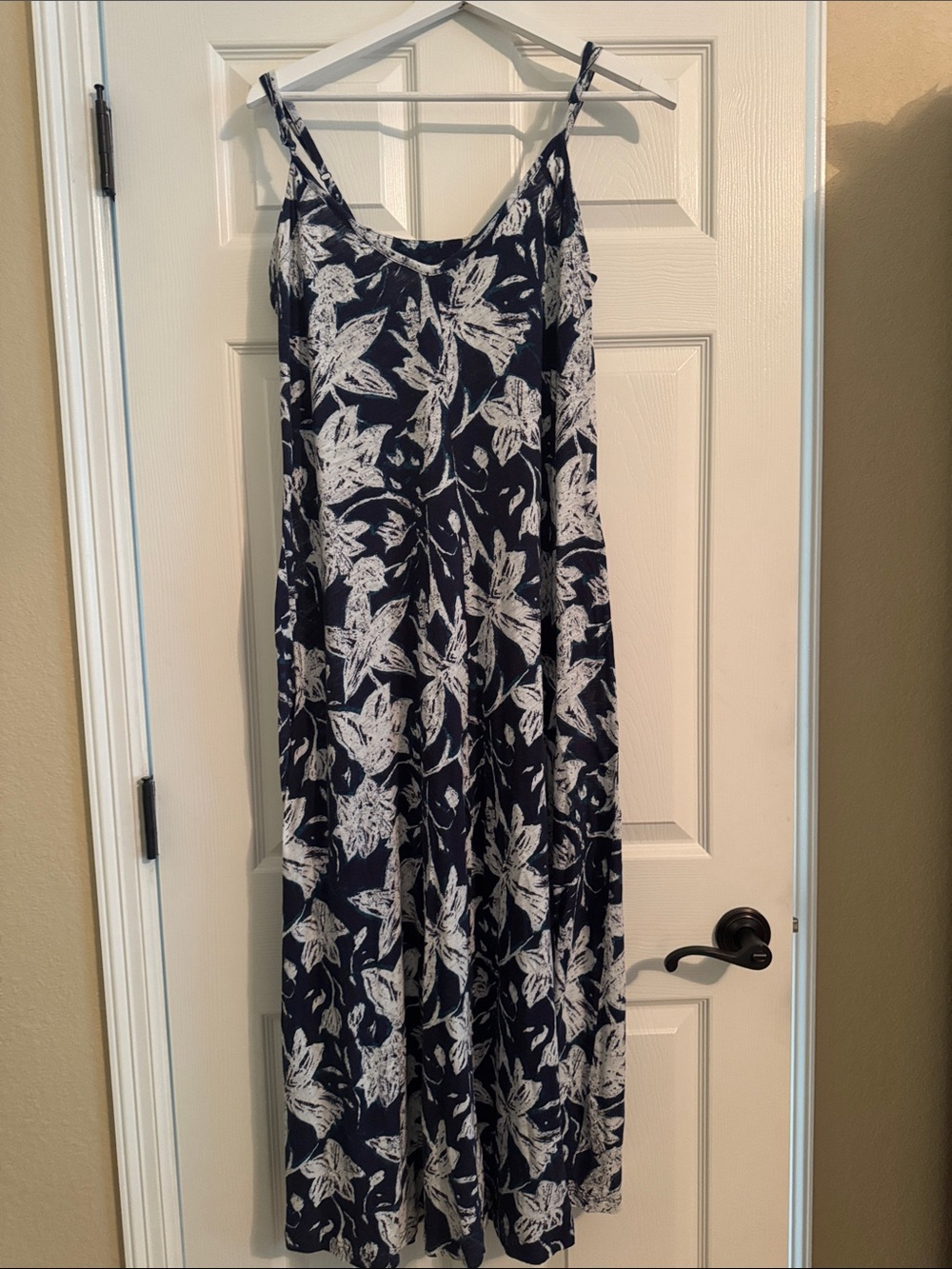 Lucky Brand Navy and White Floral Slip Maxi Dress